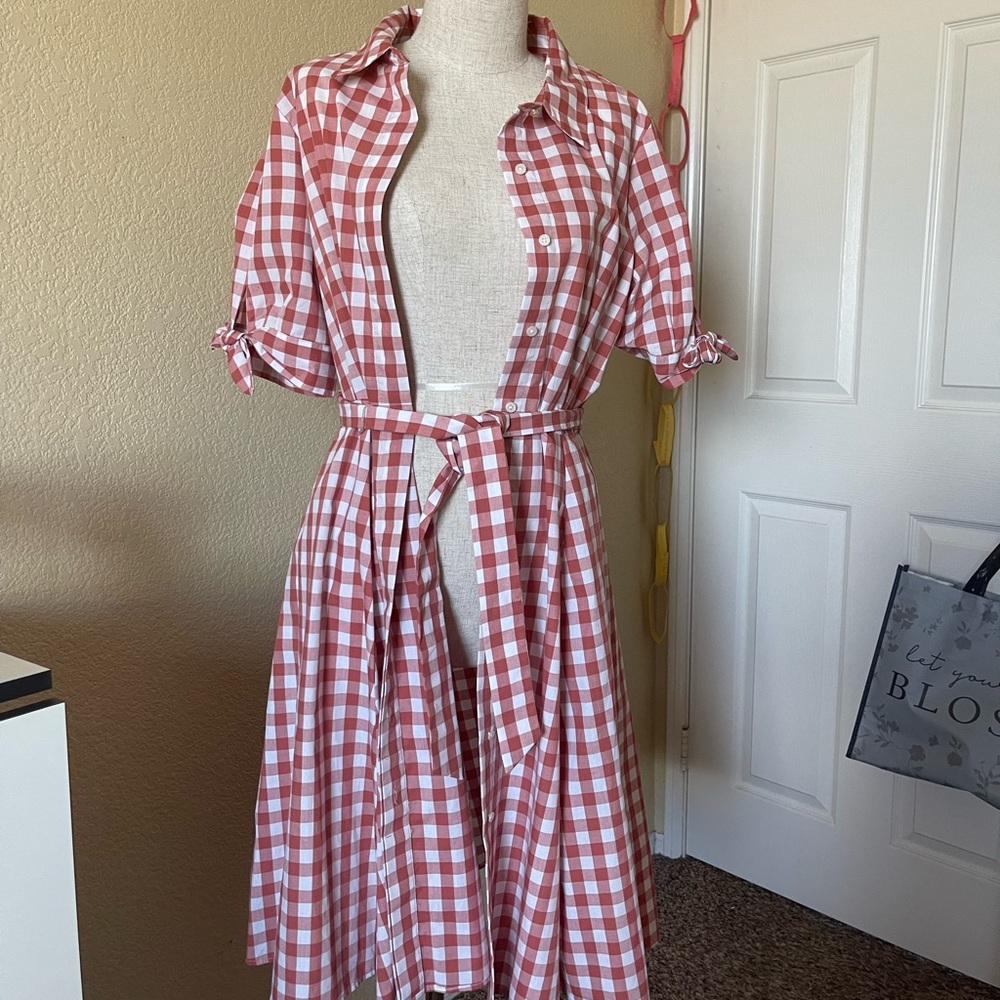 Gingham flare dress